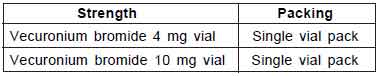 Vecuronium Bromide for Injection (INN)  (Dry Powder)
